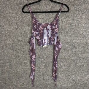 NEW Urban Outfitters Corset Top Womens XS Purple New Mesh Dragon Print